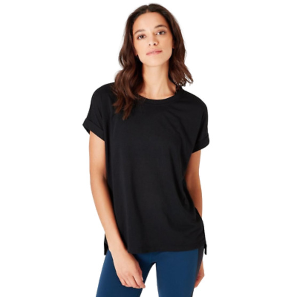 SWEATY BETTY Black Ab Crunch Tee Short Sleeve Activewear Top Women's Small - Picture 1 of 6